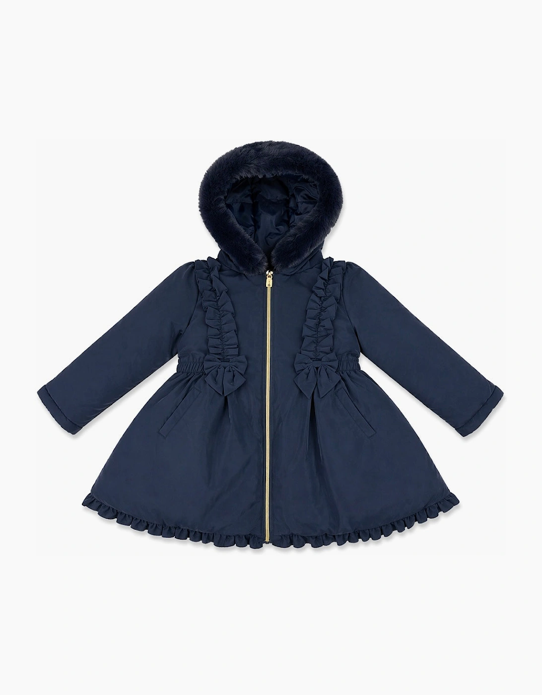 Girls Navy School Twill Coat, 8 of 7