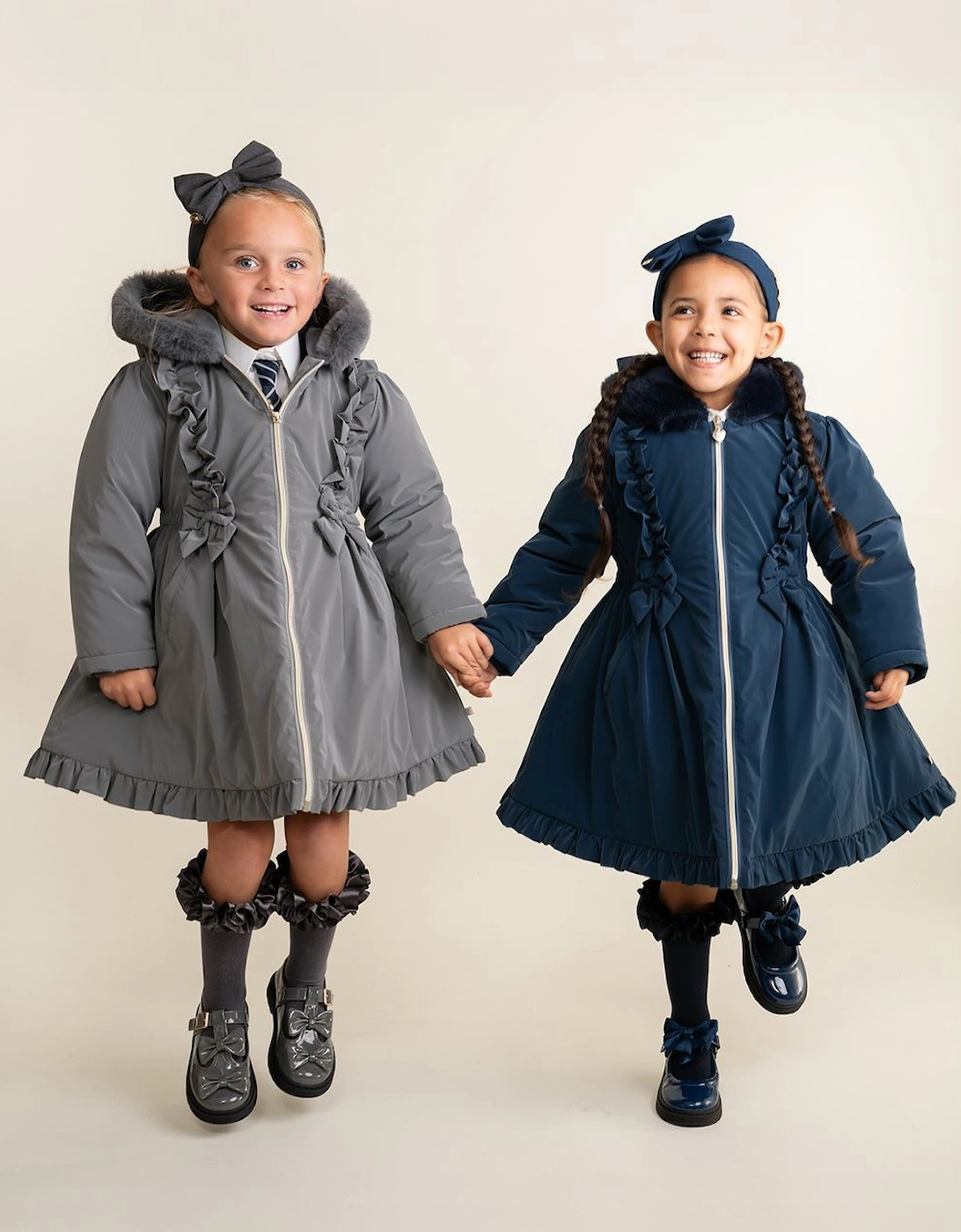 Girls Navy School Twill Coat