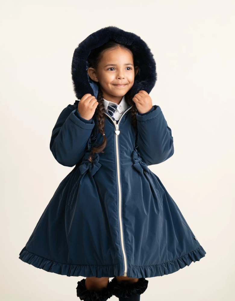 Girls Navy School Twill Coat