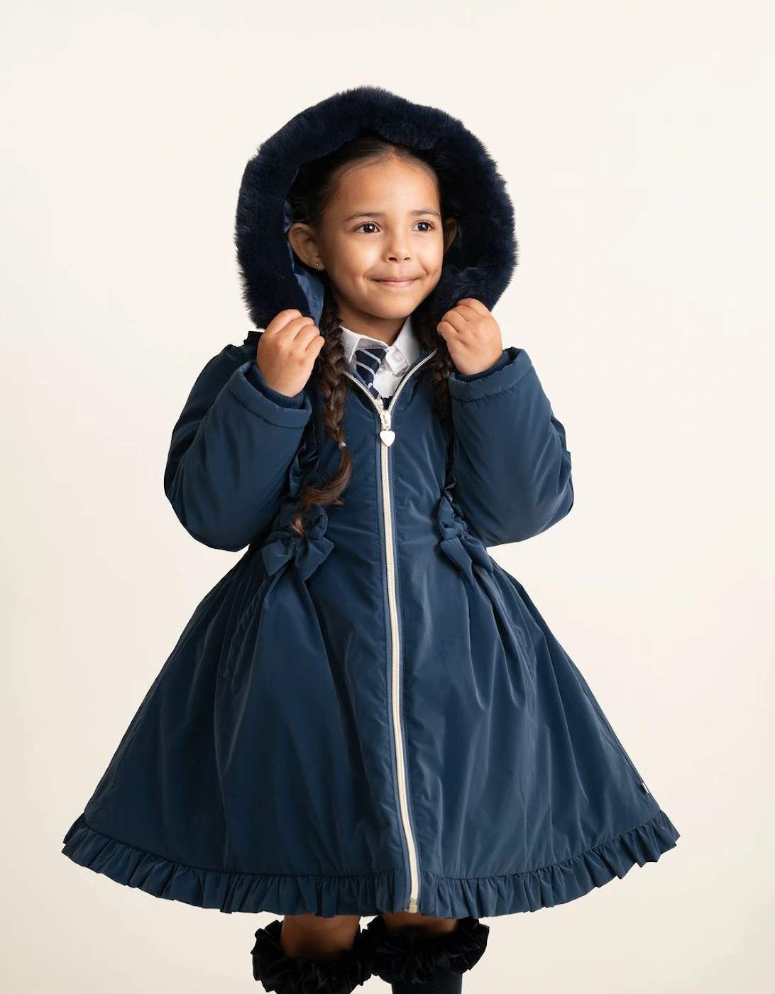Girls Navy School Twill Coat