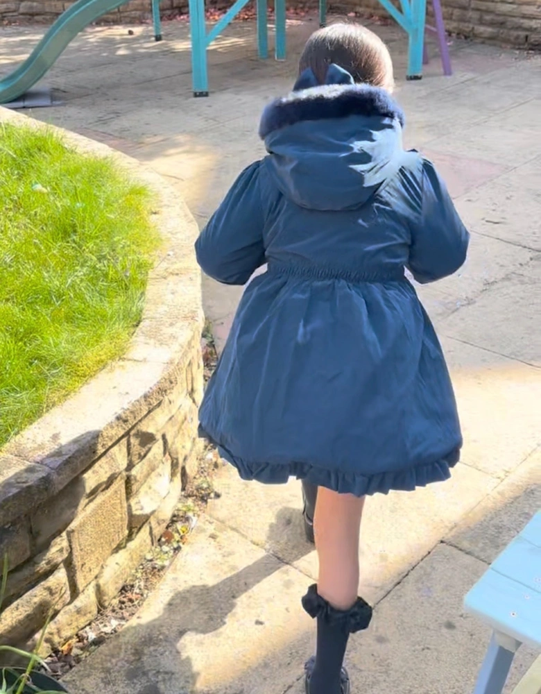 Girls Navy School Twill Coat