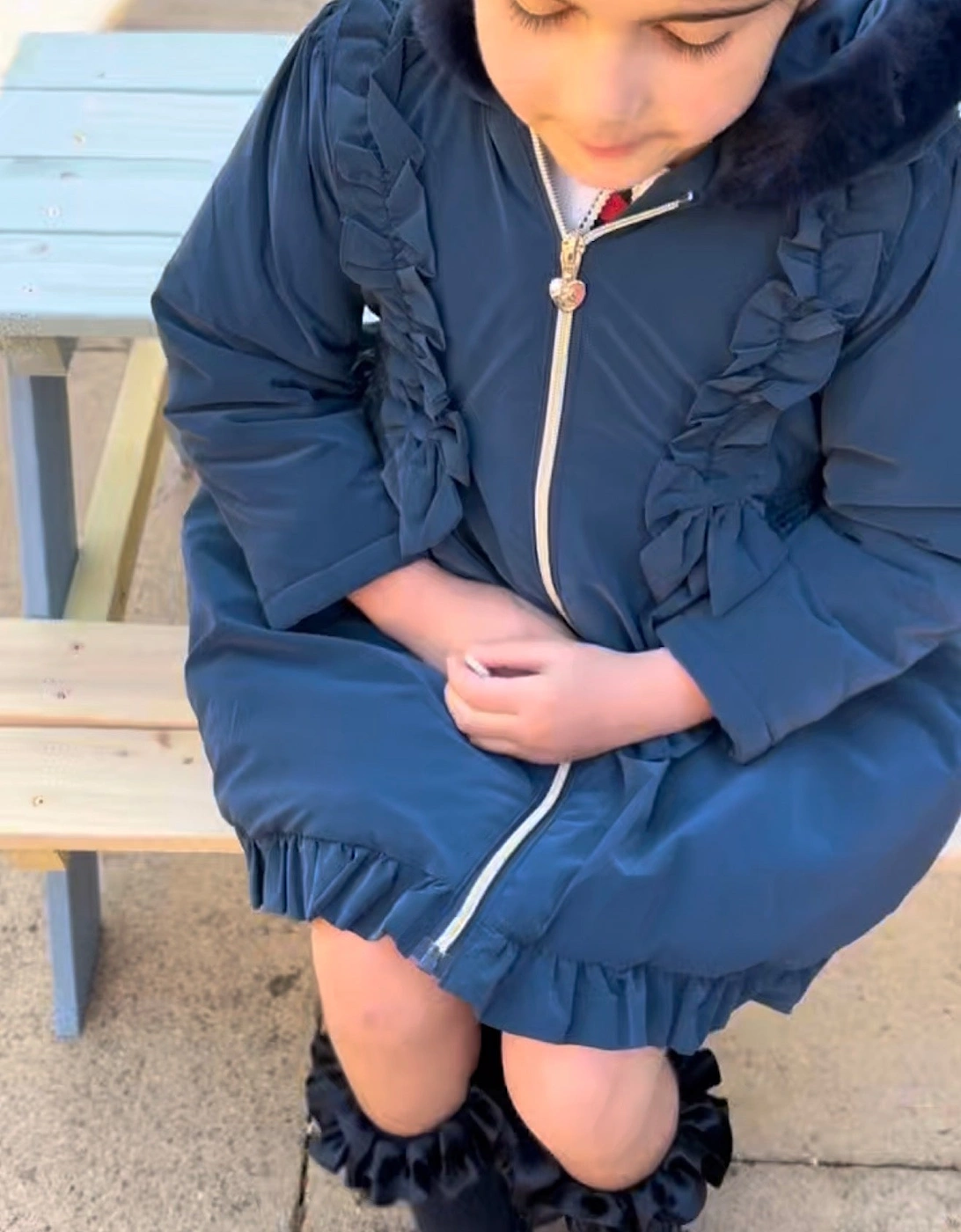 Girls Navy School Twill Coat