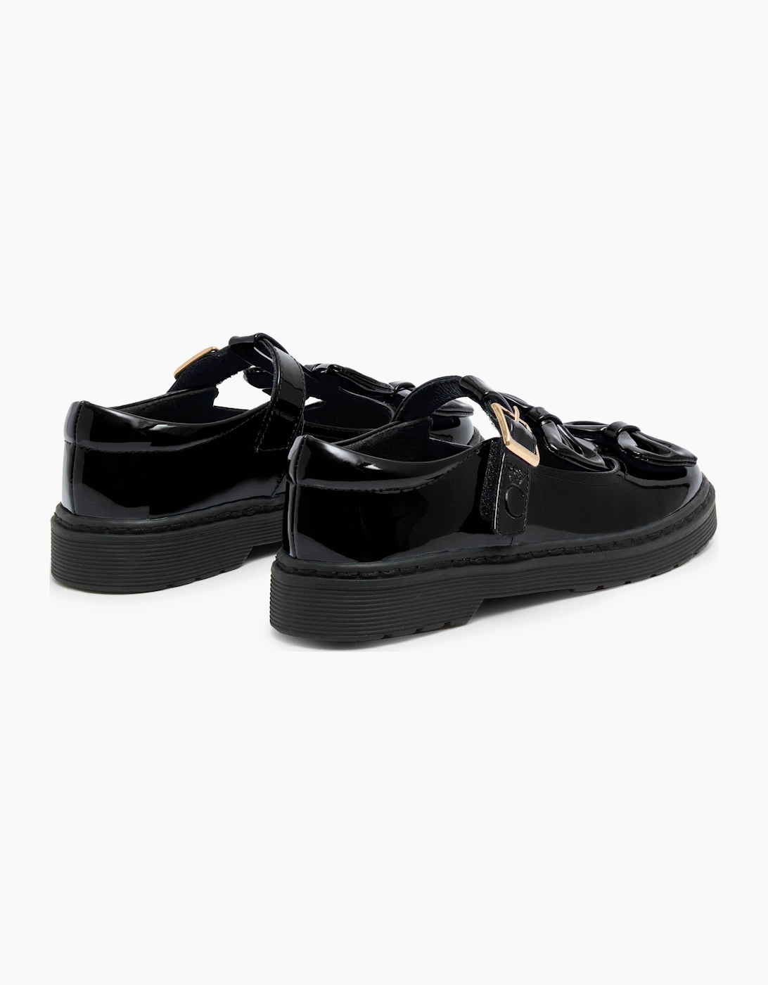 Girls Black Patent T-Bar School Shoes