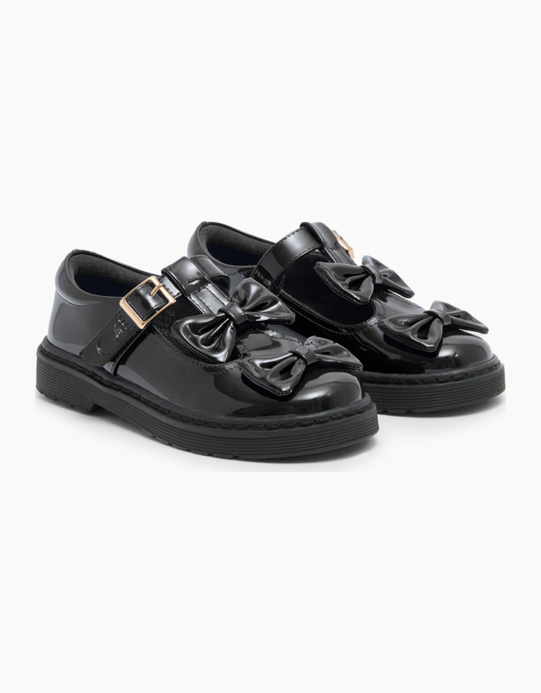 Girls Black Patent T-Bar School Shoes