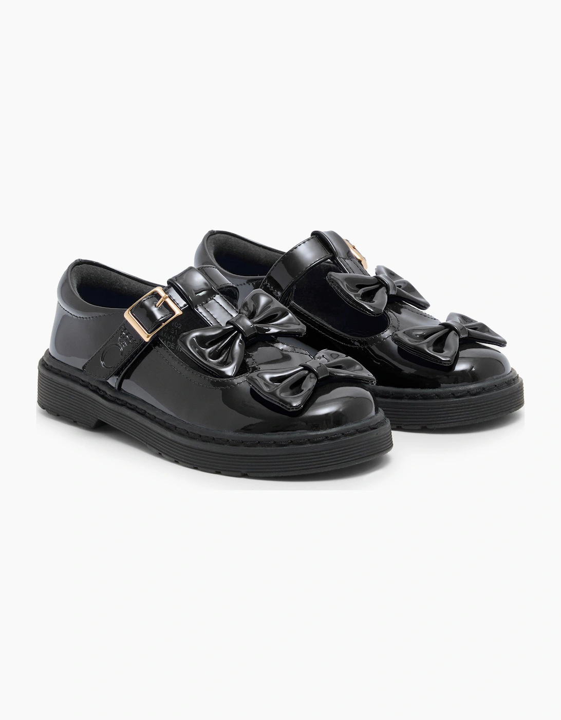 Girls Black Patent T-Bar School Shoes