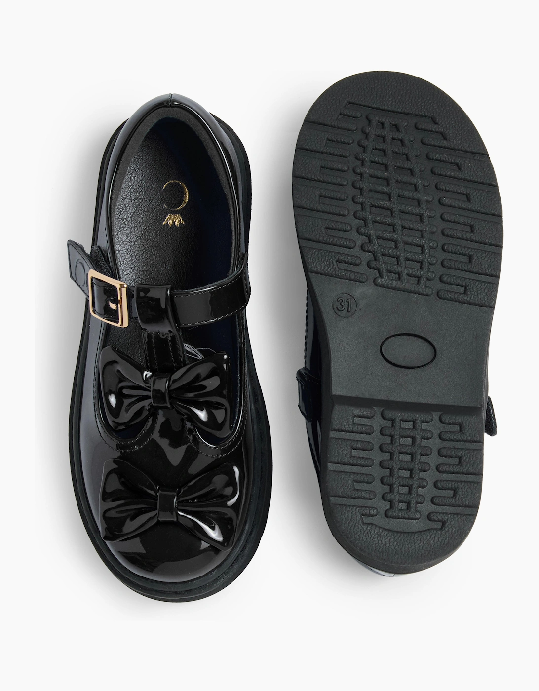 Girls Black Patent T-Bar School Shoes, 5 of 4