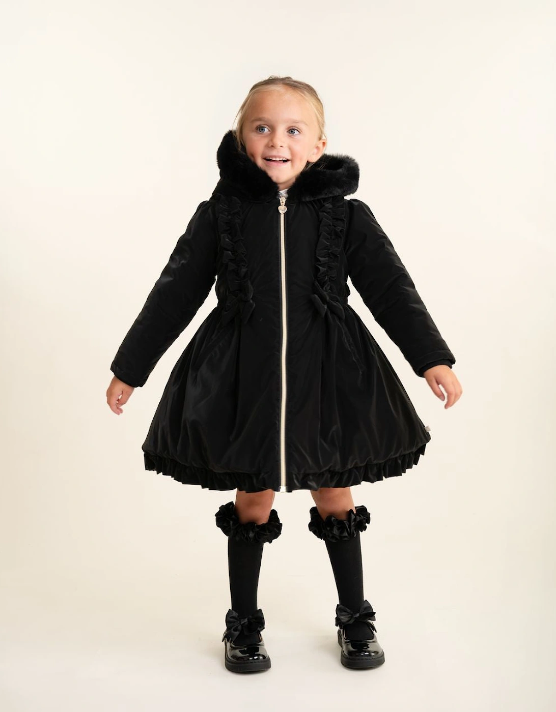 Girls Black Ribbon School Knee Socks