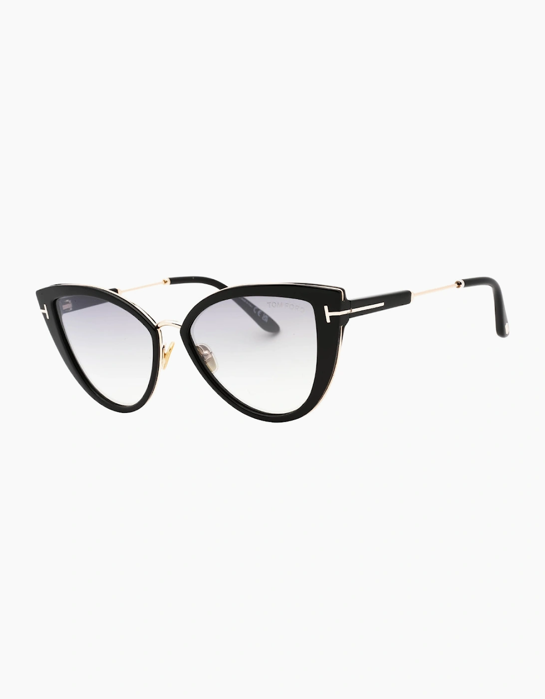 Tom Ford Anjelica-02 Smoke Mirror Lens Shiny Black Sunglasses