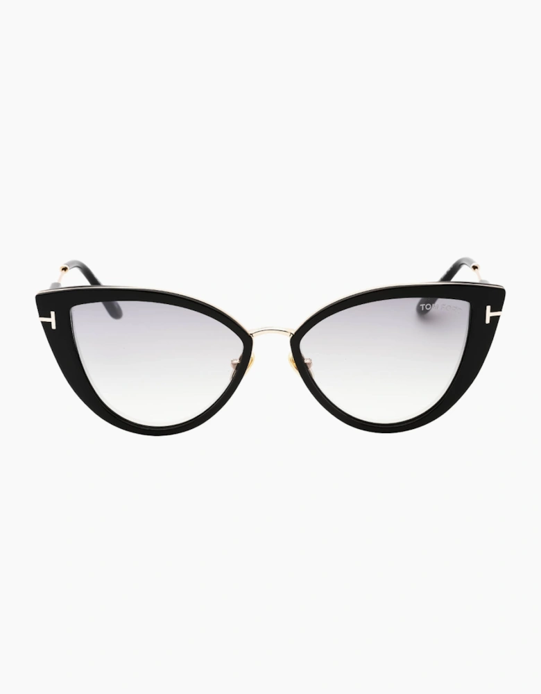 Tom Ford Anjelica-02 Smoke Mirror Lens Shiny Black Sunglasses