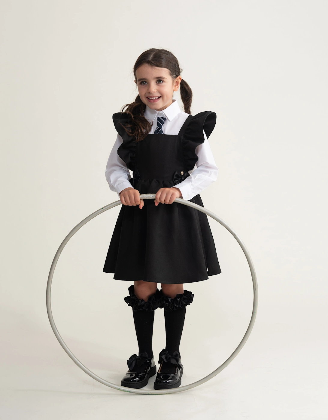 Girls Black School Pinafore Dress