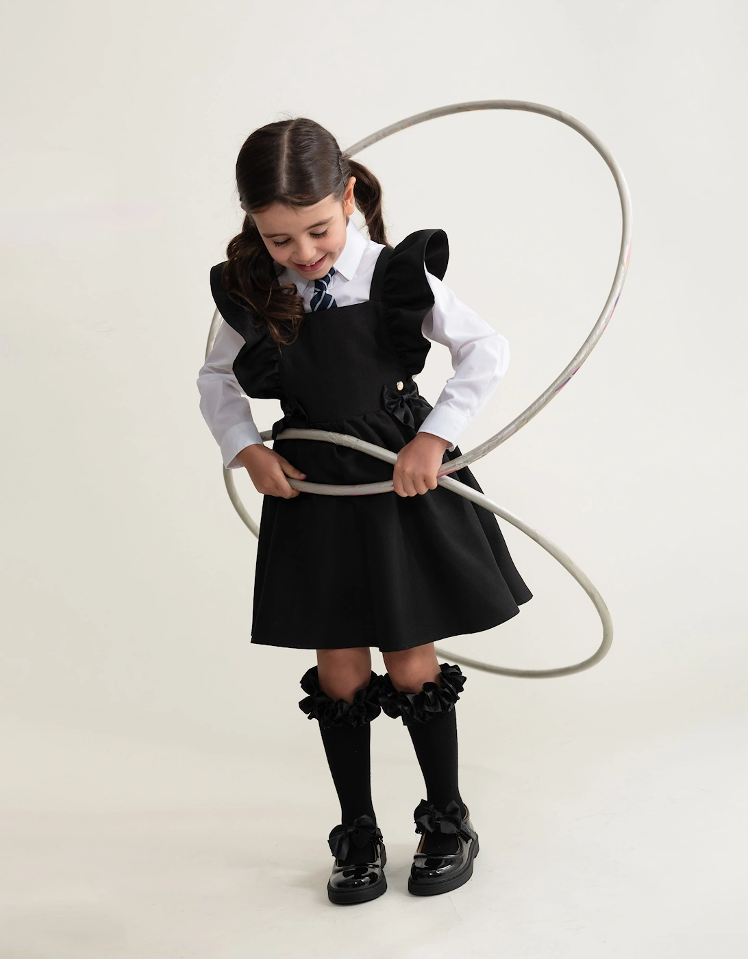 Girls Black School Pinafore Dress