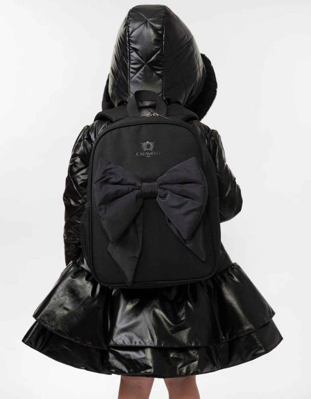 Girls Black Bow School Backpack