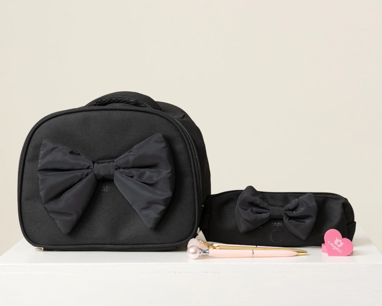 Girls Black Bow School Lunchbox Bag