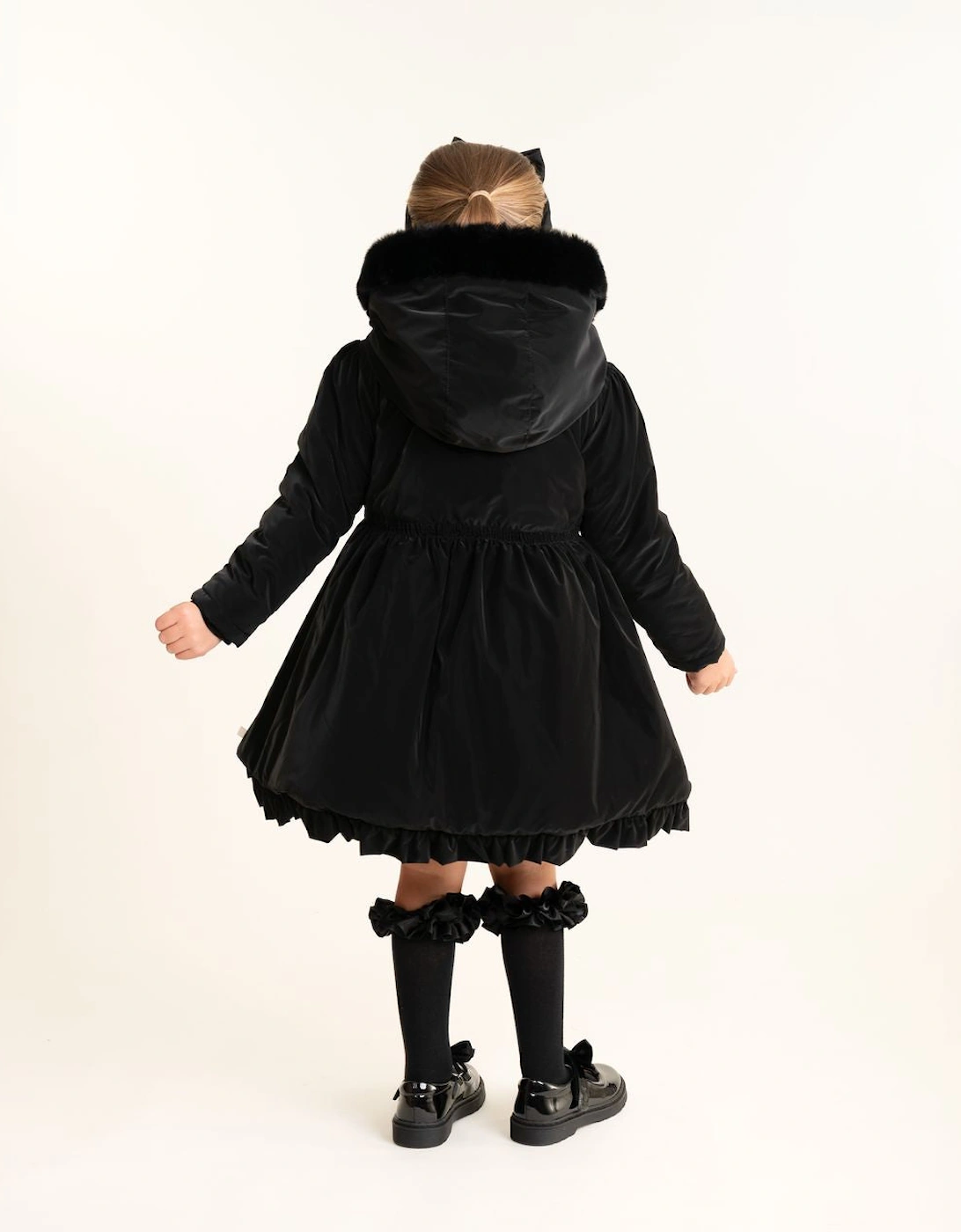 Girls Black School Twill Coat