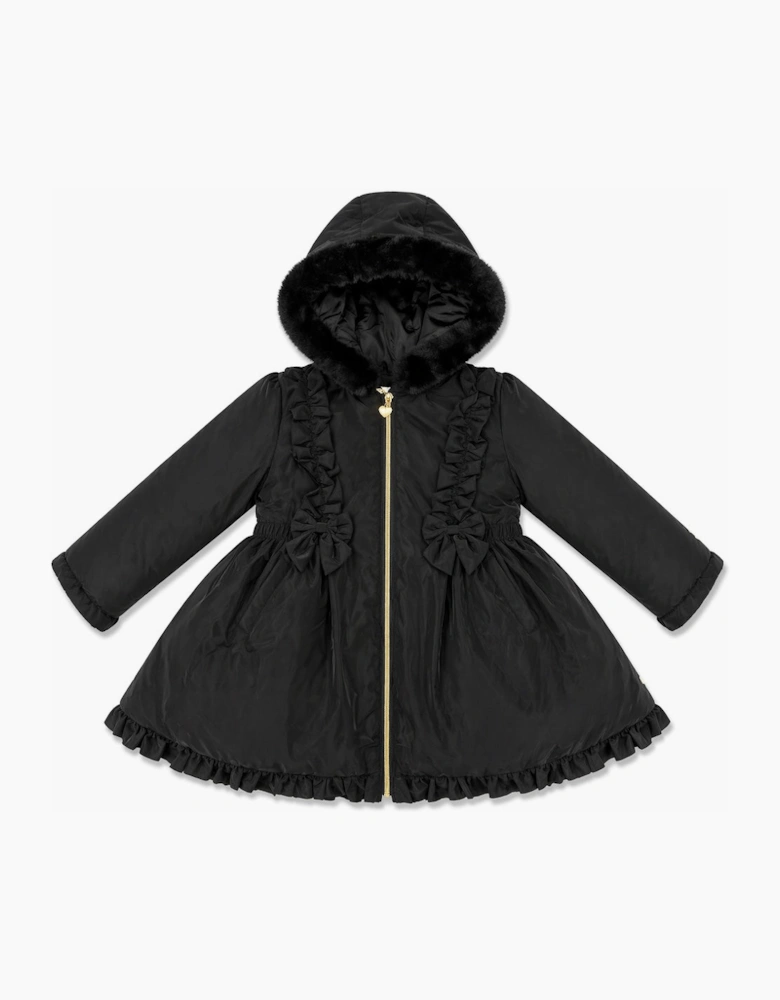 Girls Black School Twill Coat