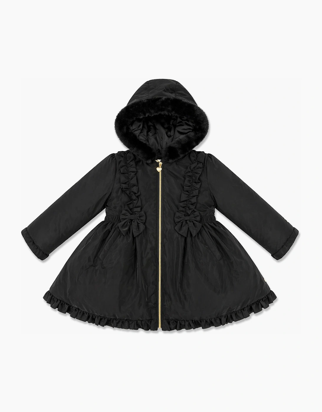 Girls Black School Twill Coat, 6 of 5