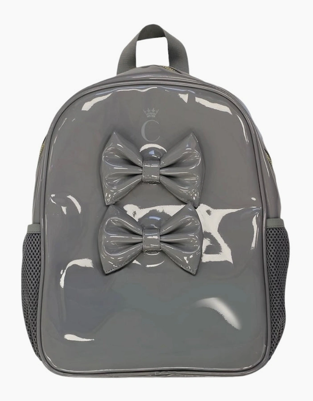 Girls Grey Patent School Backpack, 4 of 3
