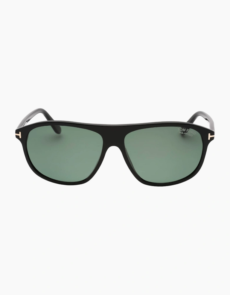 Tom Ford Prescott Green Polarized Lens Shiny Black Sunglasses