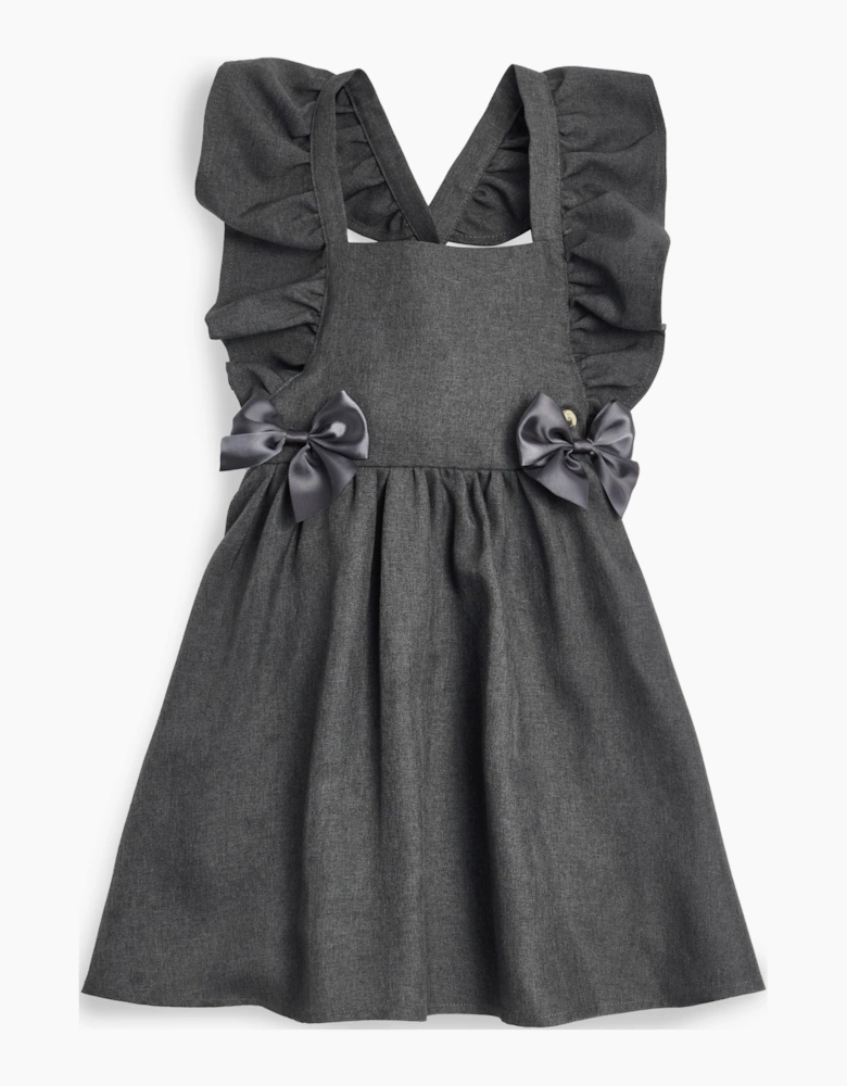 Girls Grey School Pinafore Dress