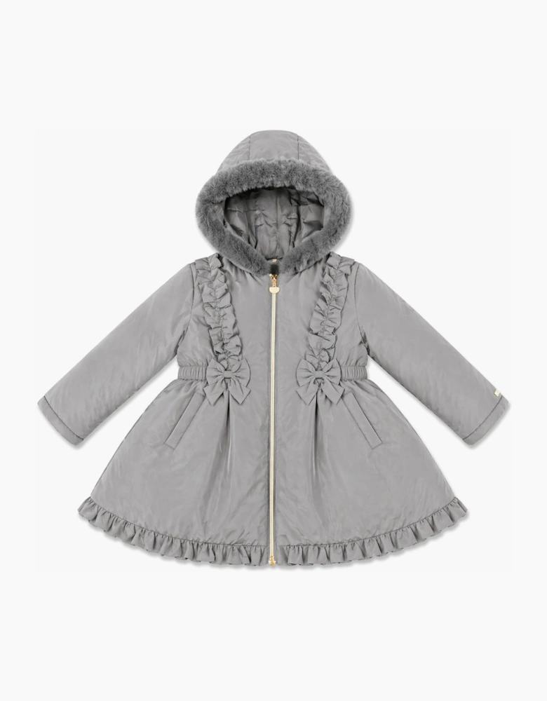 Girls Grey School Twill Coat