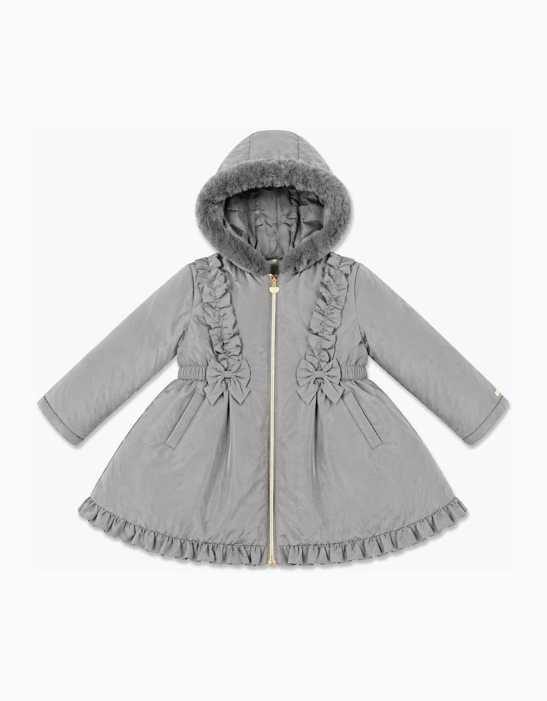 Girls Grey School Twill Coat, 8 of 7