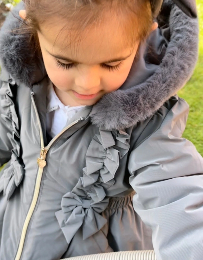 Girls Grey School Twill Coat
