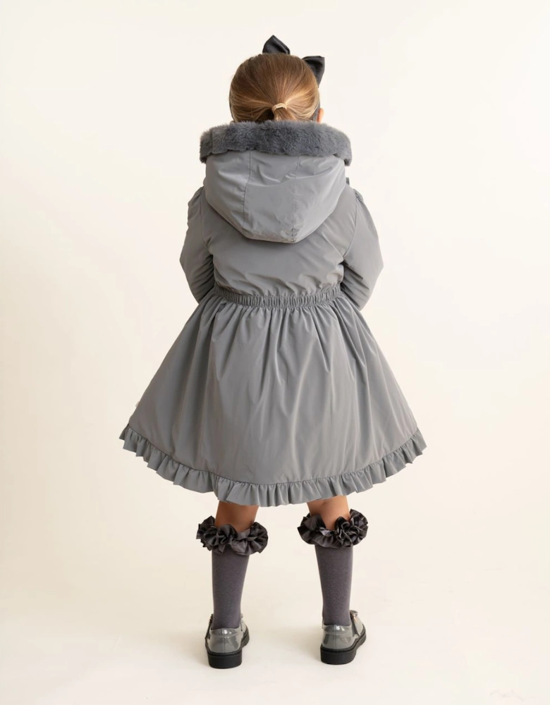 Girls Grey School Twill Coat