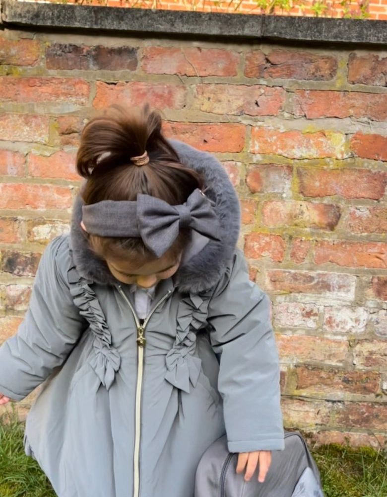 Girls Grey School Twill Coat