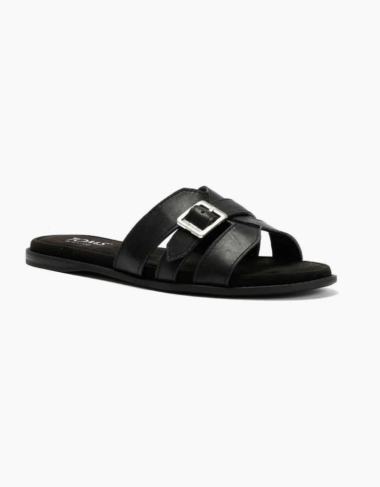 TOMS Sol Mule Leather Women's Black Sandals