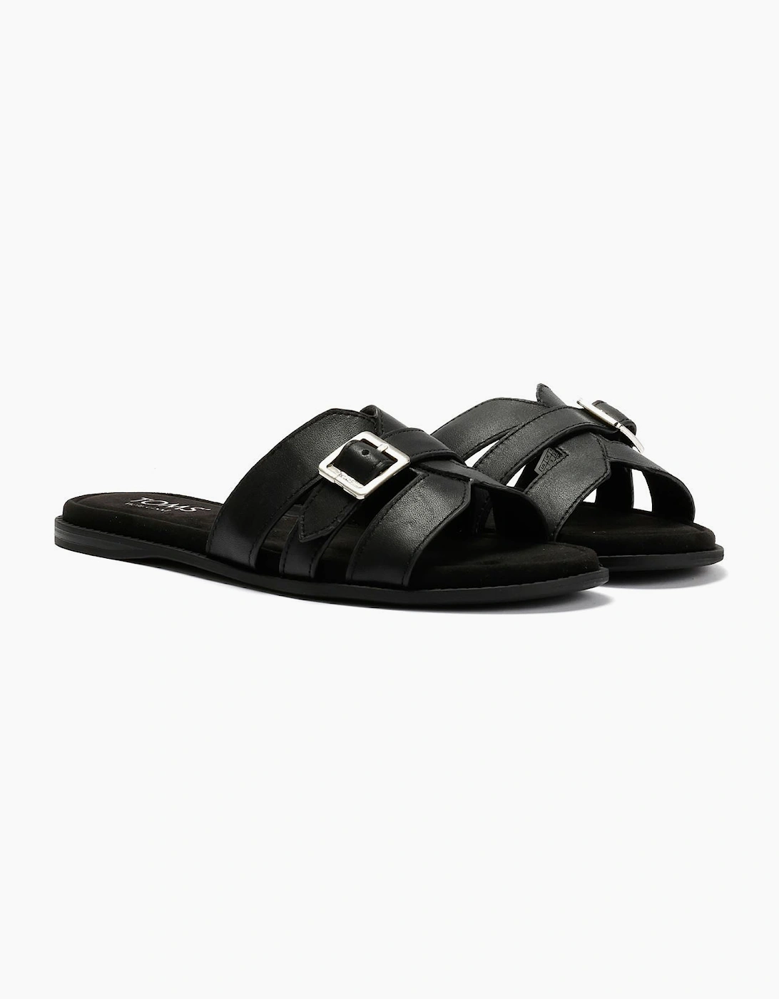 TOMS Sol Mule Leather Women's Black Sandals