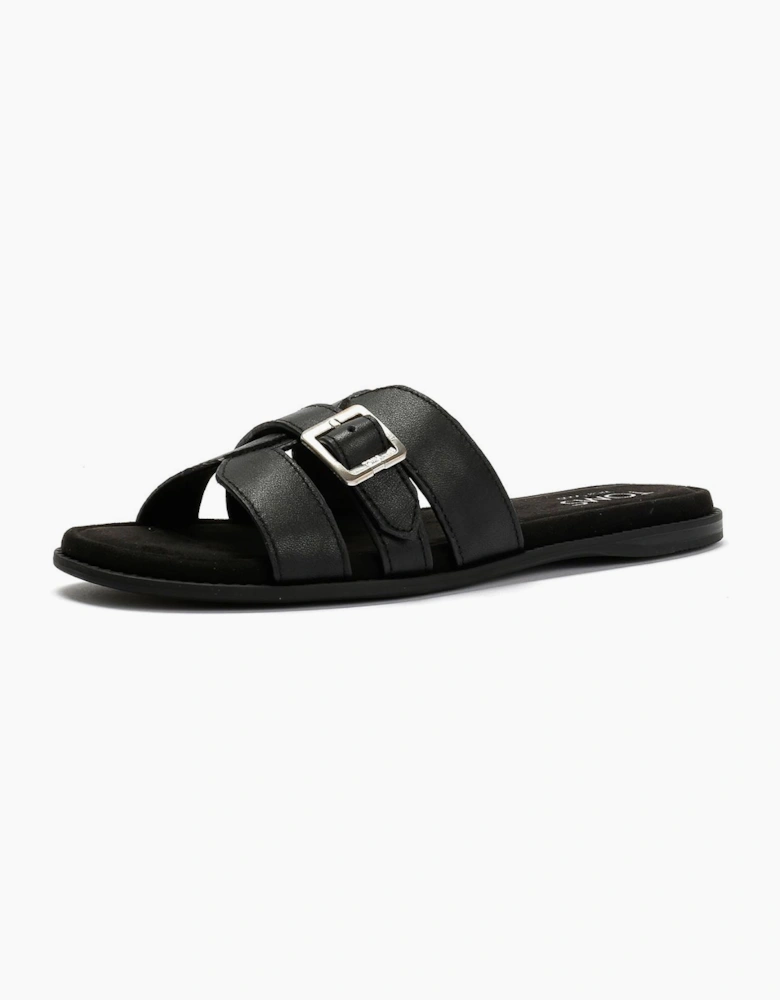 TOMS Sol Mule Leather Women's Black Sandals