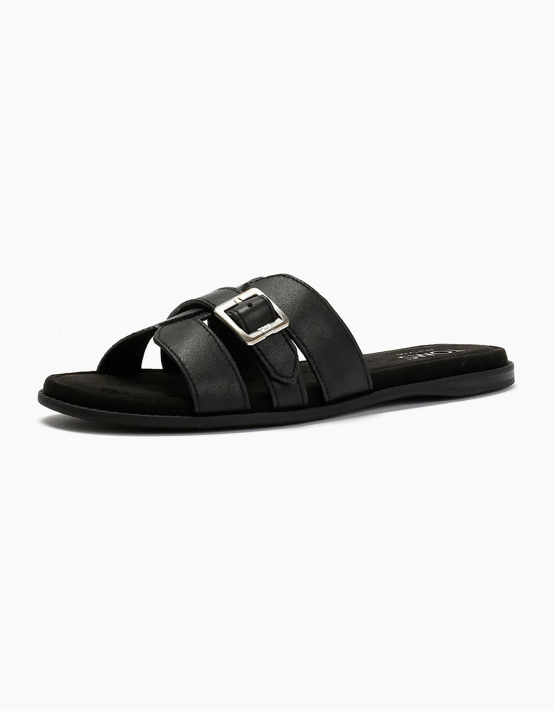 TOMS Sol Mule Leather Women's Black Sandals