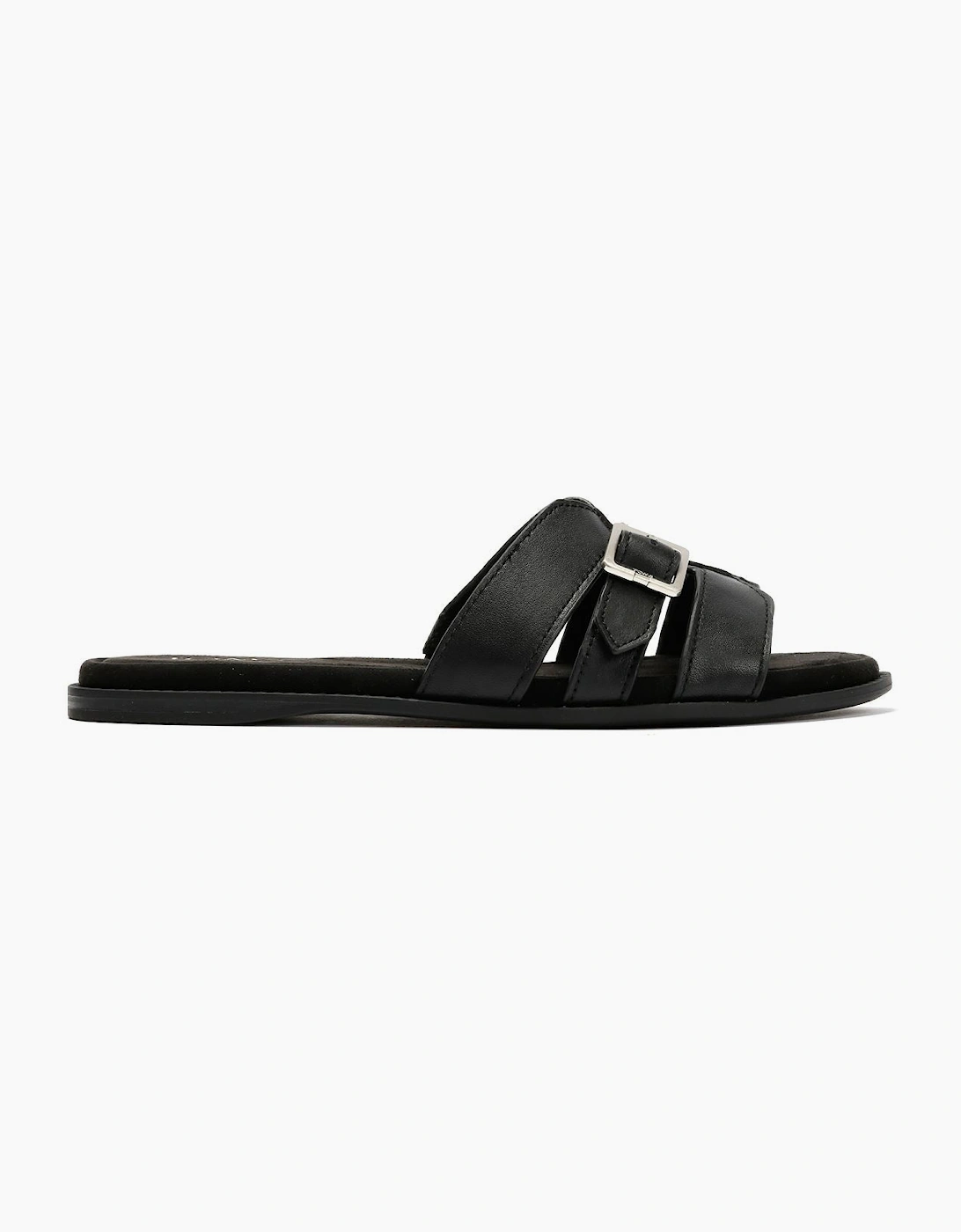 TOMS Sol Mule Leather Women's Black Sandals