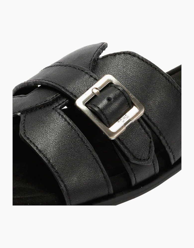 TOMS Sol Mule Leather Women's Black Sandals