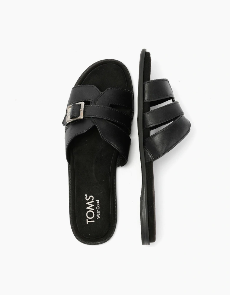 TOMS Sol Mule Leather Women's Black Sandals