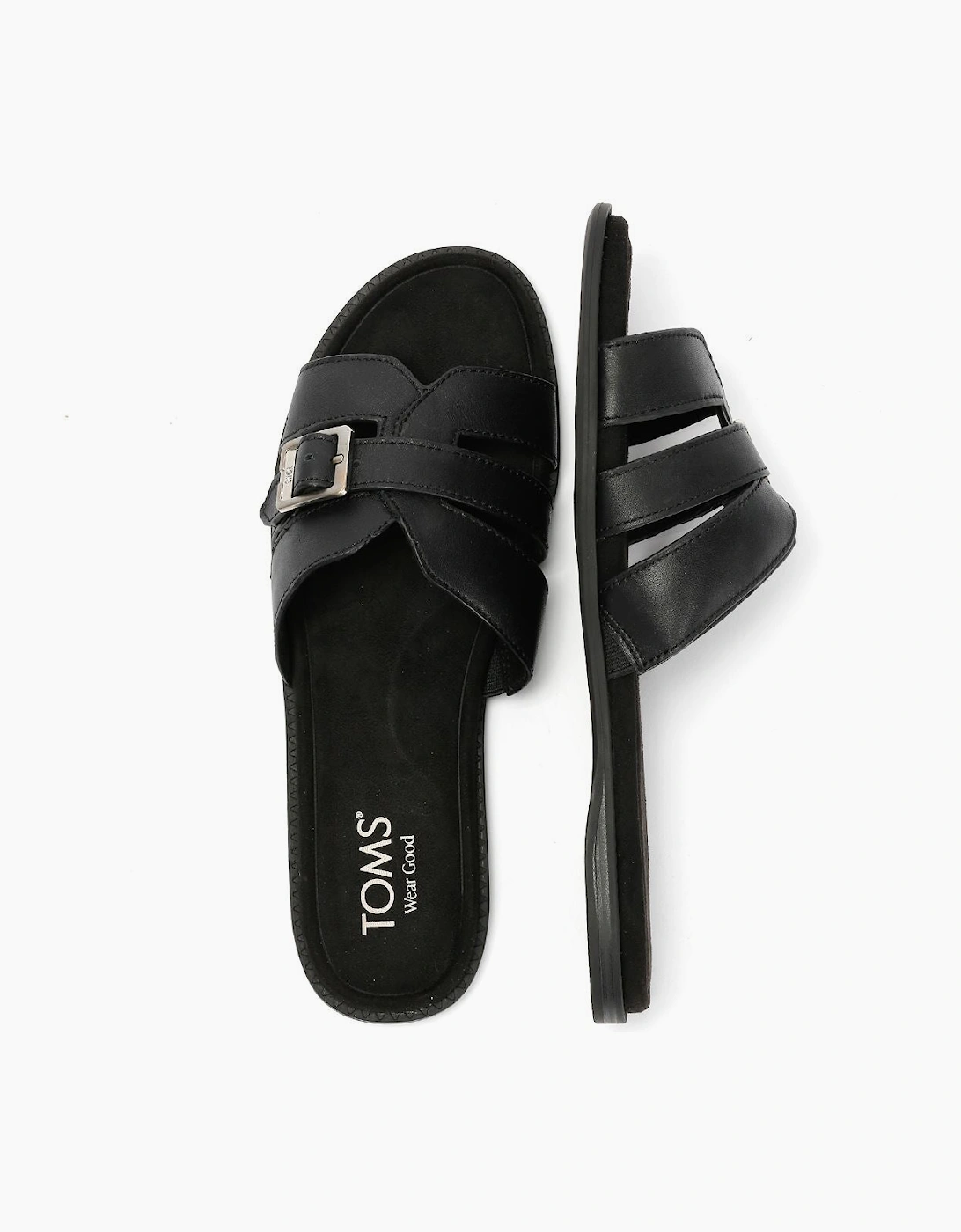 TOMS Sol Mule Leather Women's Black Sandals