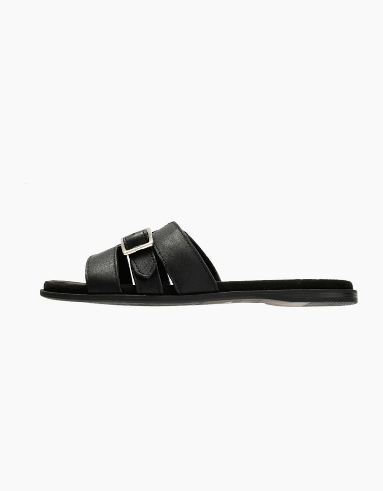 TOMS Sol Mule Leather Women's Black Sandals
