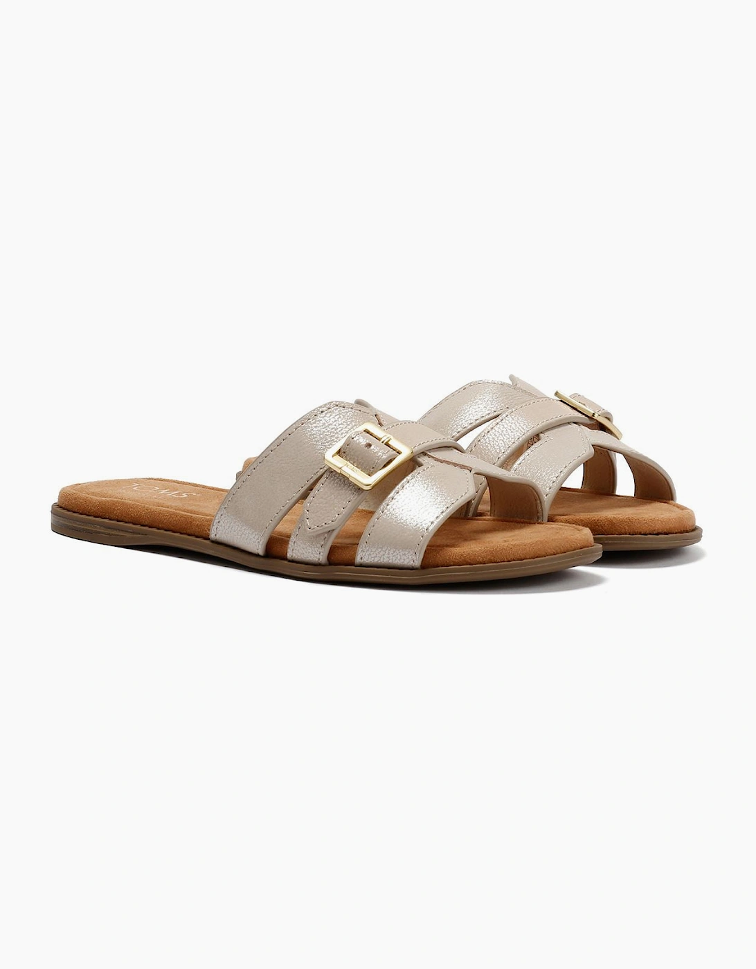 TOMS Sol Mule Leather Women's Champagne Sandals