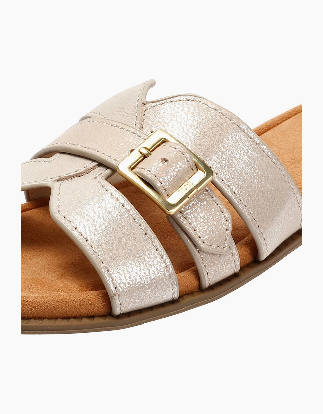 TOMS Sol Mule Leather Women's Champagne Sandals