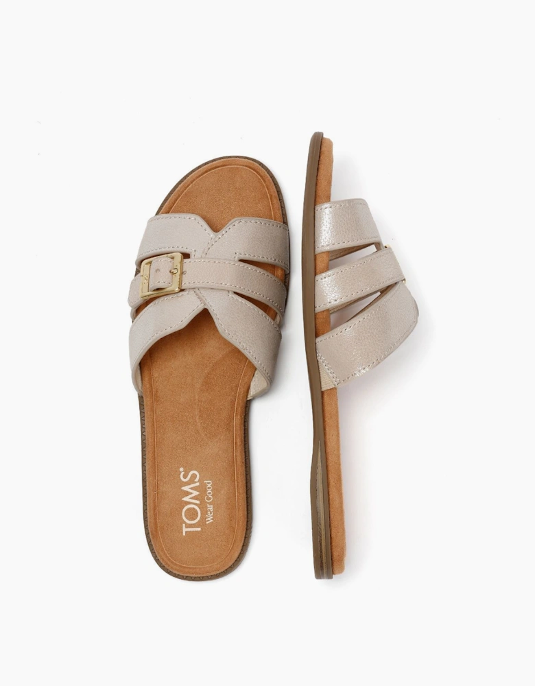 TOMS Sol Mule Leather Women's Champagne Sandals