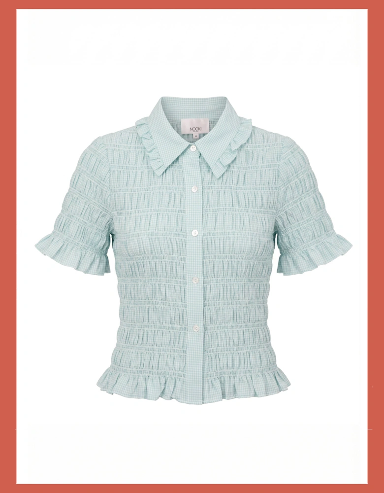 Astrid Gingham Blouse - Sky Blue