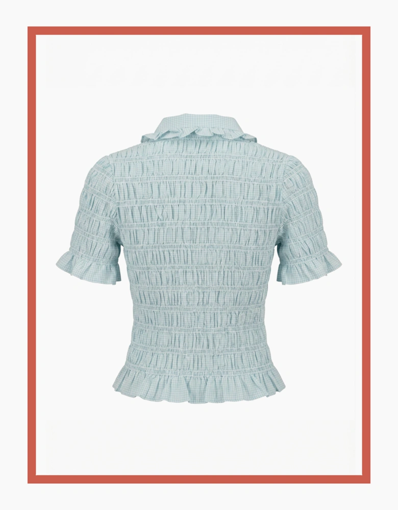 Astrid Gingham Blouse - Sky Blue
