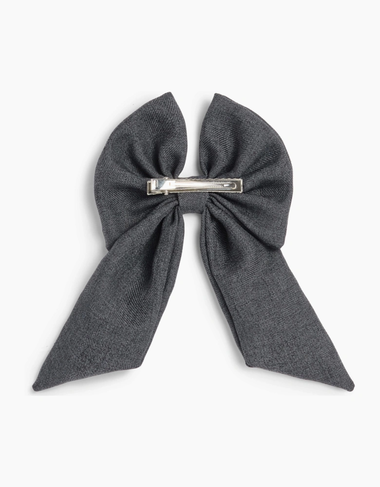 Girls Grey School Hair Bow Clip