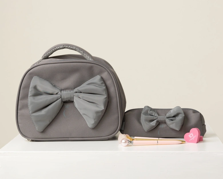 Girls Grey Bow School Pencil Case