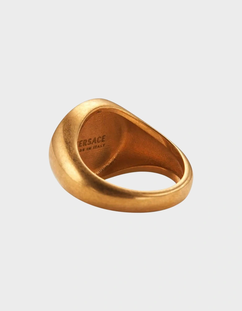 Medusa Enamel Signet Ring Gold