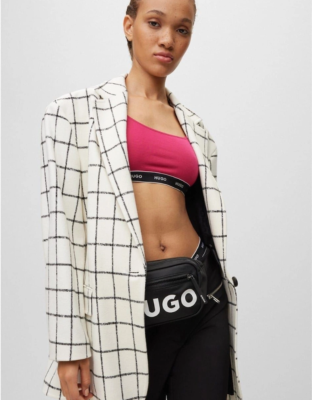 Azulla Checkerboard Relaxed Fit Suit Jacket
