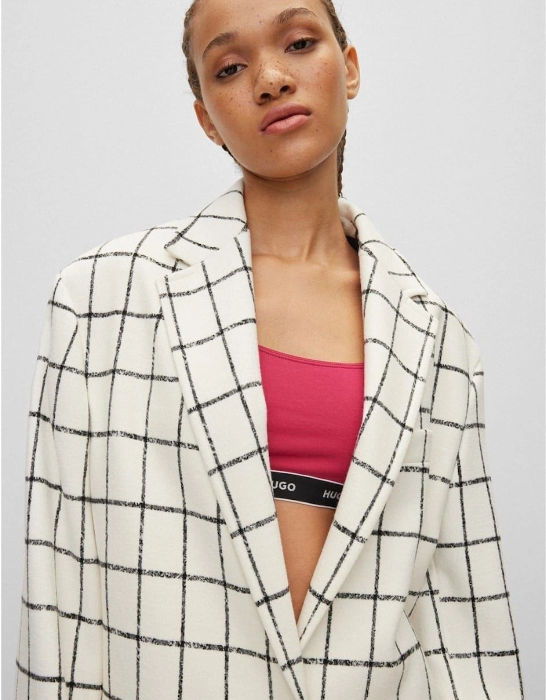Azulla Checkerboard Relaxed Fit Suit Jacket