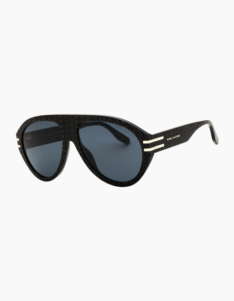 Marc Jacobs All-Over Brand Logo Black Sunglasses