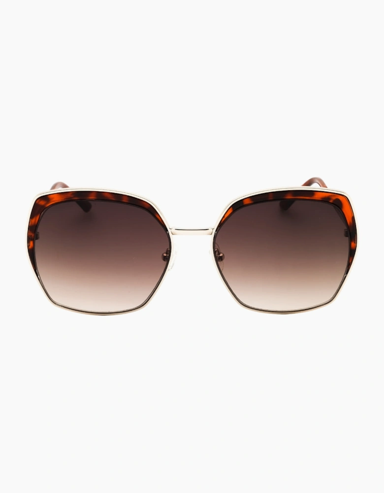 Guess Octagonal Gradient Brown Lens Gold Sunglasses