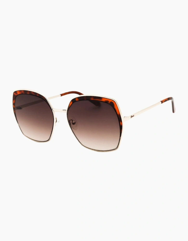 Guess Octagonal Gradient Brown Lens Gold Sunglasses